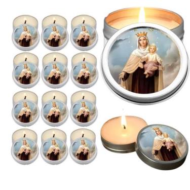 Imagem de 10 Velas Aromaticas Lembrancinhas Nossa Senhora do Carmo na Latinha De