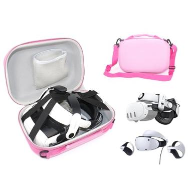 Imagem de GETGEAR VR Headset Case for compatible with Sony PlayStatioin VR 2, also fits for Meta Quest 3 / 3S with Battery Strap like BOBOVER S3 Pro/KIWI (Pink)