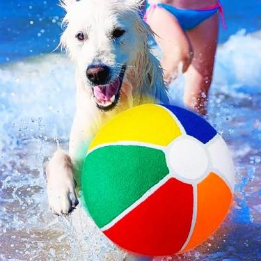 Imagem de Shappy 1 peça de brinquedos aquáticos para cães gigantes, bola de praia de 12,7 cm, materiais de tênis, bola de cachorro com bomba de ar, brinquedo grande para animais de estimação, esportes ao ar