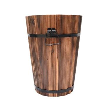 Imagem de Ioensy Vaso de balde de madeira, floreira para plantas, recipiente com alças ergonômicas, plantador de pátio para plantas de jardim, vaso de flores, Style B, L