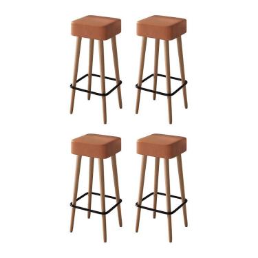 Imagem de Kit 4 Banquetas Dubai 70cm Couríssimo Amarula - Salaone Amarula