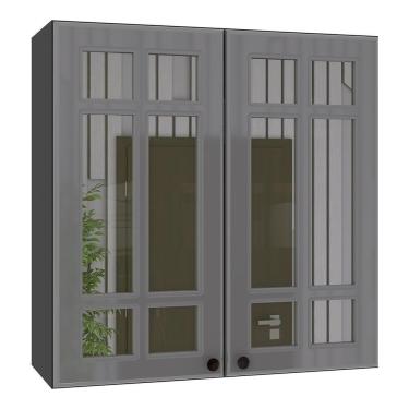 Imagem de Armário Aéreo Firenze 80cm 2 Portas Chumbo-titânio Com Vidro Reflecta - Indékes Chumbo-titânio