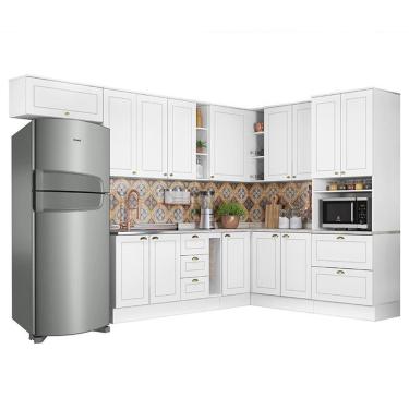 Imagem de Cozinha Completa De Canto Americana 10 Peças Com Torre Quente Branco - Móveis Henn Branco