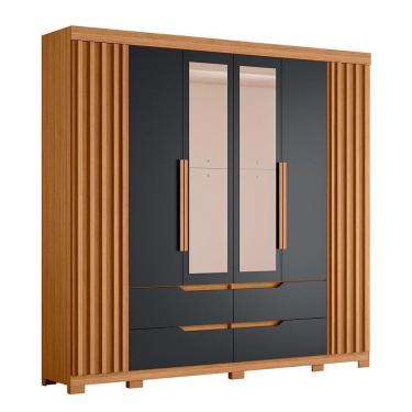 Imagem de Guarda Roupa Doble Casal 6 Portas Com Espelho Albatroz Nature/titanium