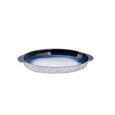 Imagem de Prato fundo de peixe cozido a vapor de orelha dupla de cerâmica oval retrô japonesa - prato de peixe de orelha dupla de 30,5 cm (azul)