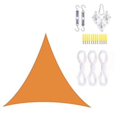 Imagem de TBATM Triângulo Sol Sombra Vela 95% Uv Bloqueio, Pátio Toldo Impermeável com Corda, Jardim Toldo Resistente às Lágrimas, para Jardim ao ar Livre Varanda Pátio Piscina, Laranja,B,3X3X3m