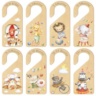Imagem de Hying 8 divisórias de roupas de bebê para armário, organizador de roupas de bebê de madeira com desenhos animados, separadores de roupas de bebê para recém-nascidos a 24 meses