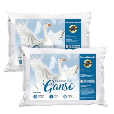 Imagem de Kit 02 Travesseiro Toque de Pluma Premium Percal 400 Fios 50x70cm Lavável, Antiácaro, Antialérgico