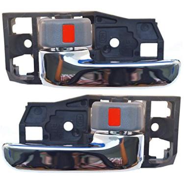 Imagem de PT Auto Warehouse TO-2570MG-DP - Maçaneta interna interna, maçaneta cinza com alavanca cromada - Par esquerdo/direito