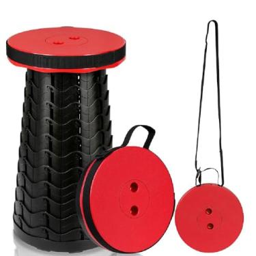 Imagem de Banco Dobrável Pesca Camping Resistente Vermelha Compacta