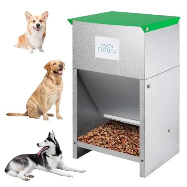 Imagem de COZOFU Alimentador para cães - Estação de ração de metal galvanizado para uso interno e externo - Dispensador automático alimentado por gravidade adequado para raças de cães pequenos, médios e grandes