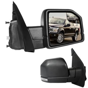 Imagem de Espelho de porta do lado direito para Ford F150 2015-2021 com vidro elétrico ajustável e aquecido, luz de seta de LED e luzes de poça, luz de largura, sensor de temperatura ao ar livre, dobrável