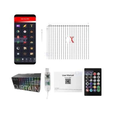 Imagem de Luzes De Cortina Inteligentes 400LEDs Bluetooth App RGB Luzes De Fadas