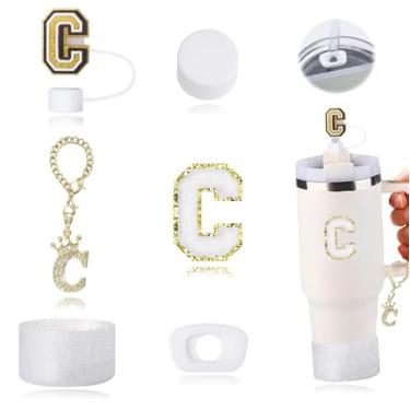 Imagem de Conjunto de acessórios para copos Stanley, incluindo 1 alça de alça de garrafa de água, 1 bota de copo Stanley de silicone, 1 capa de canudo de silicone, 2 pingentes Stanley para copo Stanley de 1,134