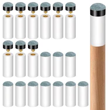 Imagem de 20 peças de pontas de taco de sinuca, kit de reparo de reposição de 12 mm de pontas de sinuca de 12 mm, ponteiras de taco de sinuca rosqueadas e deslizantes para tacos de mesa de piscinas, cabeça de