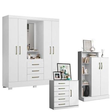 Imagem de Guarda Roupa Solteiro Paris 2045150 com Armário Multiuso Florença 2000