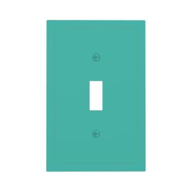 Imagem de LOLREAI Placa de proteção para interruptor de luz, verde turquesa, 1 gangue, capa de placa de parede, interruptor único, capas decorativas para placa de interruptor, placa frontal elétrica para