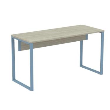 Imagem de Mesa Escritório P25 Tub Pandin 150 cm Larg x 70cm Prof Tampo Mdp Casablanca Pé Aço Tubular Azul Dali