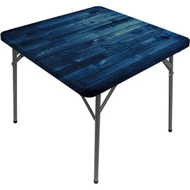 Imagem de Enseada de mesa quadrada azul escuro, tábua de imagem de textura de tábuas de madeira, madeira serrada rústica, adequada para sala de estar, toalha de mesa de centro quadrada, serve para mesa quadrada
