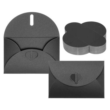 Imagem de PATIKIL Pacote com 100 envelopes pequenos de vales-presente com fecho de coração, minicartões pretos para cartão de visita, Páscoa, casamento, saudação de casamento, convite de festa de formatura, 10