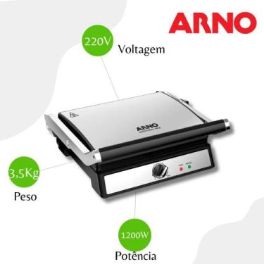 Imagem de Grill Sanduicheira Elétrico Arno GGRA Inox - 220V, 220V