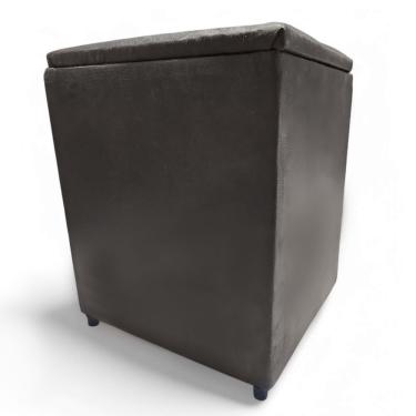 Imagem de Puff Baú Banqueta Quadrado Cubo Decorativo Courino E Suede Marrom Suede