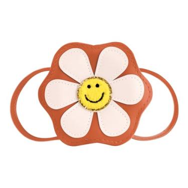 Imagem de Easozoom Bolsa tiracolo pequena com flor de margarida para meninas adolescentes de 2, 3, 4, 5, 6, 7, 8 anos, presente de bebê, Laranja e branco.