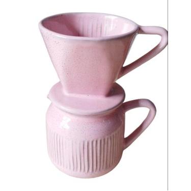 Imagem de Coador de Café com Jarra em Cerâmica Ice Cream Rosa - Lumar