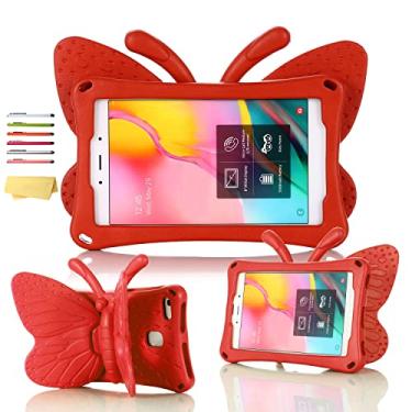 Imagem de UUcovers Capa infantil para tablet Amazon Kindle Fire HD 8 (8ª/7ª/6ª geração, 2018/2017/2016) 20,3 cm com alça dobrável, à prova de choque, espuma vinílica acetinada leve, com suporte, borboleta
