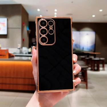 Imagem de Capa de celular luxuosa com revestimento bumper para Samsung S25 S24 S23 S22 Plus Ultra S20 S21 Fe A16 A55 A54 A35 A53 A33 A15 A25 A13 A52 (para S25Plus/preta)