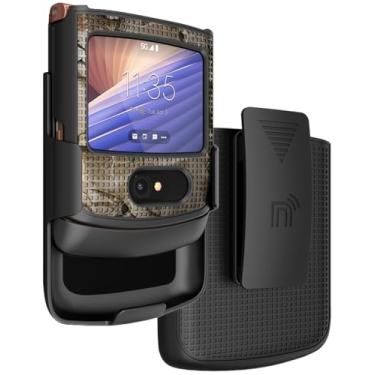 Imagem de Capa com clipe para Motorola RAZR 5G Flip Phone, Nakedmobile [Camuflagem ao ar livre] Capa dura camuflada com capa fina com cinto coldre para celular Moto RAZR 5G (2020) XT2071