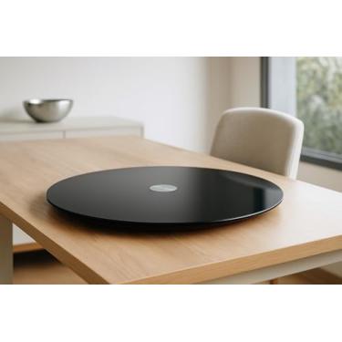 Imagem de Centro de Mesa Prato Giratório Vidro Temperado PRETO 80cm