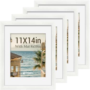 Imagem de TENIBYC Conjunto de 4 porta-retratos 28 x 35 cm - branco, exiba imagens 20 x 25 com tapete ou 28 x 35 sem tapete, vidro temperado HD, decoração de parede de galeria, decoração de casa e escritório