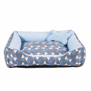 Imagem de cama pet lavavel luxo cama para cachorro grande (G) caminha de cachorro fundo impermeal + ossinho (Geométrico Turquesa (G))