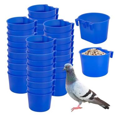 Imagem de 40 copos de gaiola, alimentadores de pássaros, dispensador de água para pássaros, bebedouro de codorna de plástico para galinhas pequenas, papagaio, periquito, animal de estimação, aves, pombos
