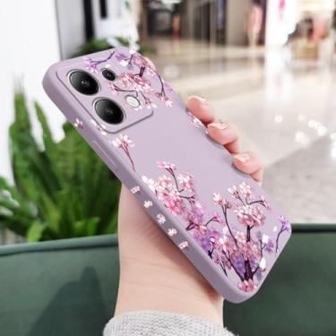 Imagem de Capa de celular com estampa de flores caindo para Xiaomi, Redmi Note 14, 13, 12, 12S, 11, 11S, 10, 10S, 9, 9S Pro Plus, 4G e 5G, capa de silicone líquido, roxo claro, para Note 13 Pro 5G
