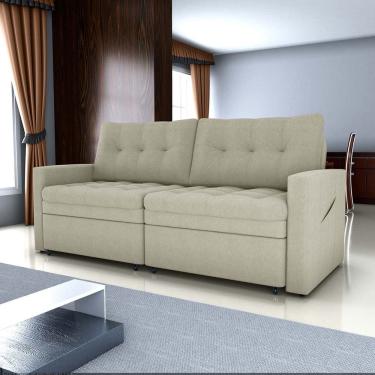 Imagem de Sofá-cama Nayla 3 Lugares Retrátil Bouclê Natural - Matrix