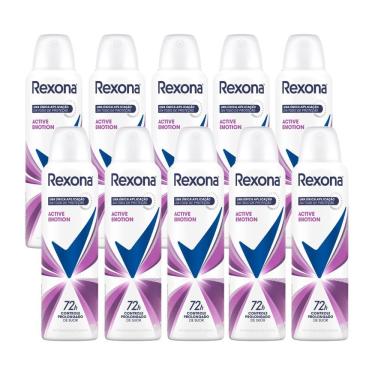 Imagem de Kit 10 Desodorante Antitranspirante Rexona Active Emotion Aerosol com 150ml