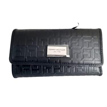 Imagem de Tommy Hilfiger Bolsa clutch feminina com logotipo, talão de cheques, Preto, Unique, americano