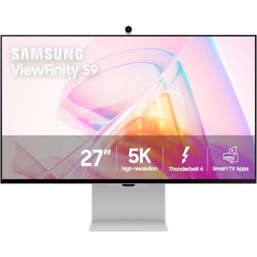 Imagem de SAMSUNG Monitor de computador ViewFinity S9 Series 5K de 68.6 cm, Thunderbolt 4, DisplayPort, tela fosca, câmera Slimfit 4K, design de metal fino, AirPlay, aplicativos de Smart TV, hub de jogos,