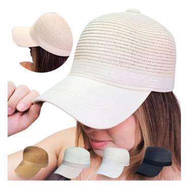 Imagem de Boné Chapéu De Praia Feminino Aba Curva Revestida Ajustável Fecho Velc