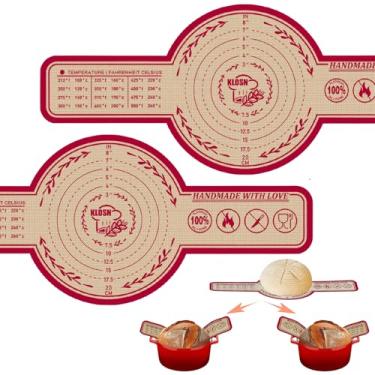 Imagem de KLOSN Grande estilingue de silicone para forno holandês, pacote com 2 (redondo de 25,4 cm) – antiaderente e resistente ao calor de 260 °C, fácil de limpar, alça reutilizável de massa fermentada de