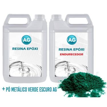 Imagem de Resina Epóxi 1KG + Pó Metálico Verde Escuro AG - Resinas ag