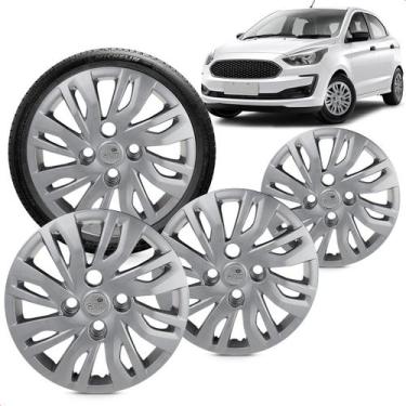 Imagem de Kit 4 Calotas Ka 2019 2020 Aro 14 Prata Cubo Baixo Grid