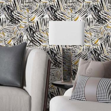 Imagem de Papel De Parede Folhas Pretas E Amarelas Palmeira Sala 3.5m - DELIQUAD