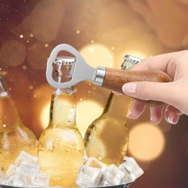 Imagem de ＫＬＫＣＭＳ 2x Abridor de Cerveja Compacto com Cabo de Madeira para Uso em Casa E Bar