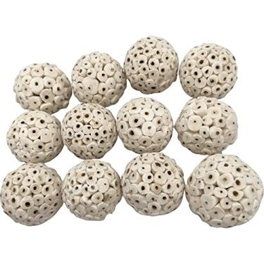 Imagem de 5106 Pk12 Bolas de pássaro pequenas M&M brinquedo de pássaro natural – Fácil de desfiar brinquedos mastigáveis naturais de tamanho pequeno, ótimo para animais de estimação de todas as idades e raças, pode ser quebrado para forrageamento