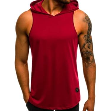 Imagem de Homens Moletom Sem Mangas Esporte Casual Corrida Camiseta Regular Fit Fitness Respirável Regata Academia Exercício Ao Ar Livre Jogging Treinamento, D-wine Red, L
