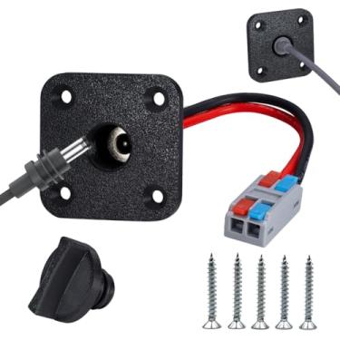 Imagem de PDClnyck Suporte de painel de cabo CC RV compatível com Starlink mini, soquete fêmea CC de 2 polos de 5,5 x 2,1 mm, passagem à prova d'água (quadrado 1 peça, preto)