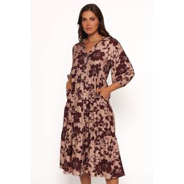 Imagem de Petal & Pup Vestido maxi feminino Isaac, Marrom floral, P
